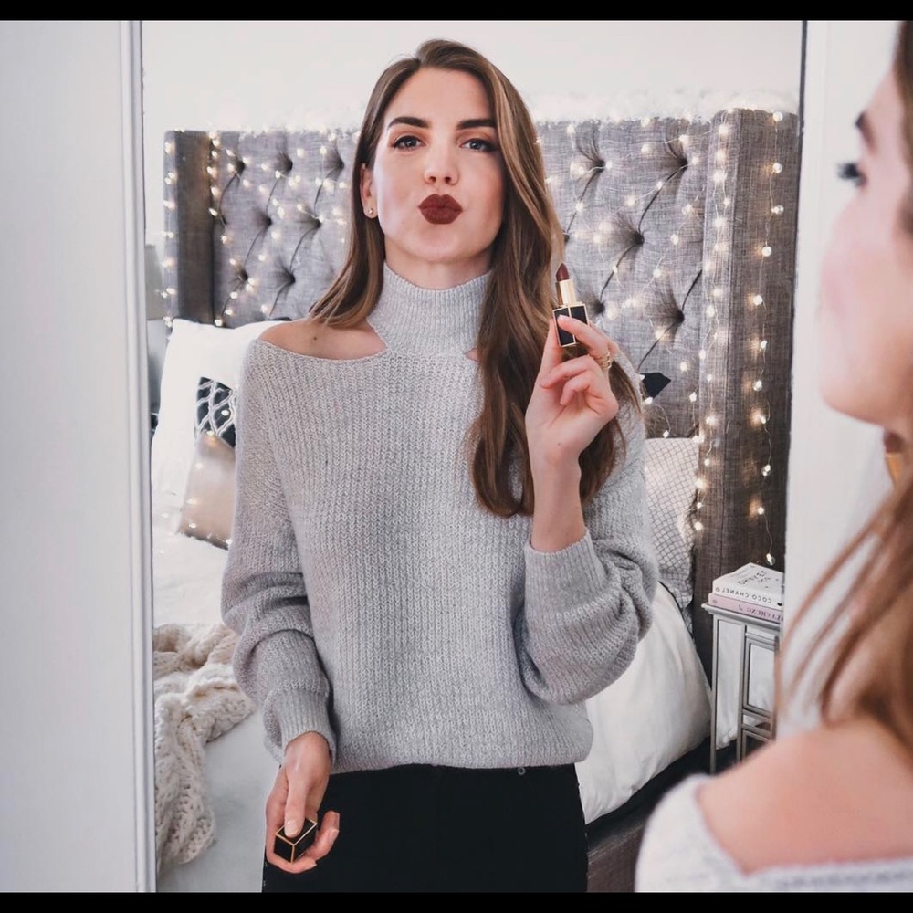 Woven Heart Off Shoulder Sweater in S